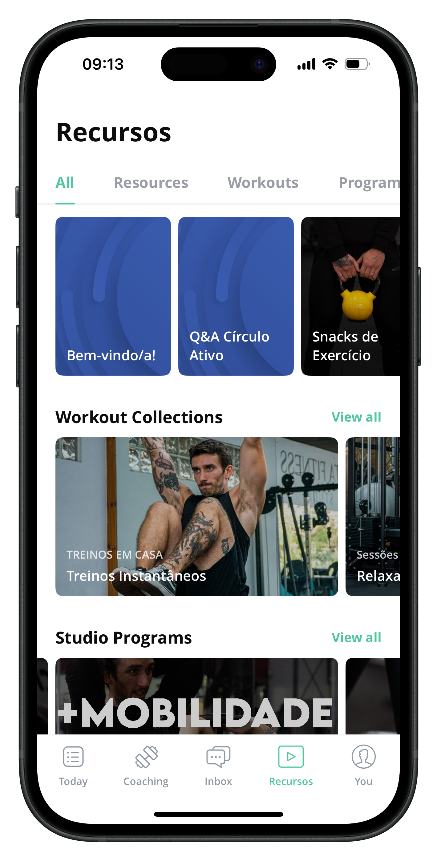 App de treino - ecrã 2